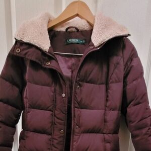Ralph Lauren Purple Coat with Soft White Lining sz XS